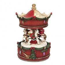 Carillon Giostra Ø 11*17 cm Plastica Rossa Decorazione Natalizia Immagine Figura Decorativa Accessori Decorativi