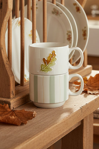 TAZZA IMPILABILE FOGLIA E RIGHE