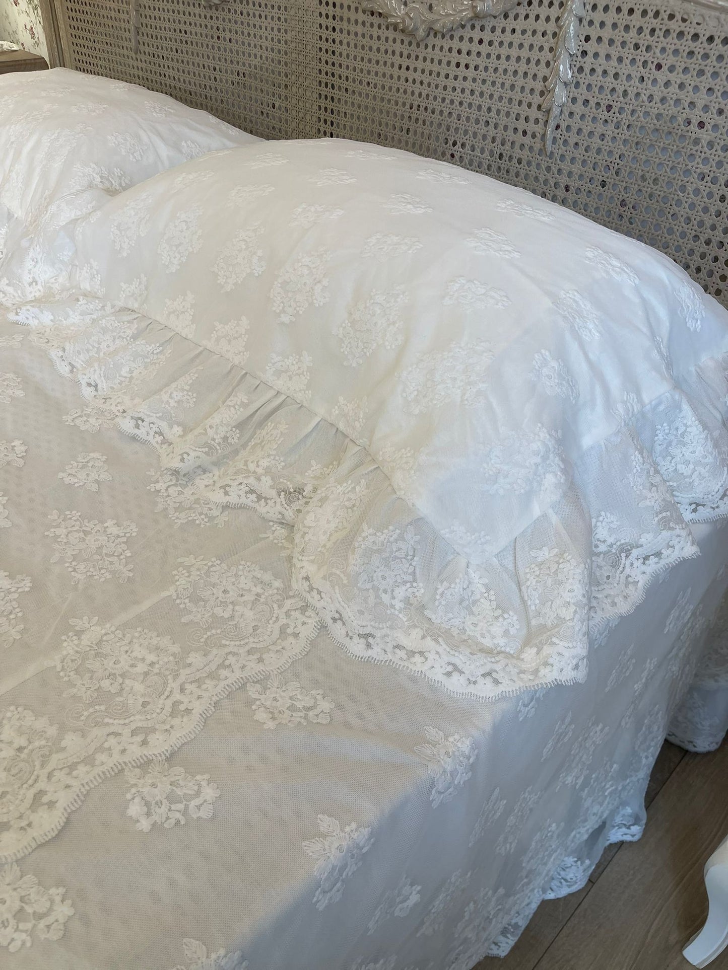 TRAPUNTA MATRIMONIALE YULIA WHITE  OFFICINA TESSILE