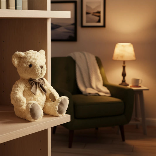 Nuvole di Stoffa Orso peluche crema con fiocco marrone "Sweet Bear" 25 cm