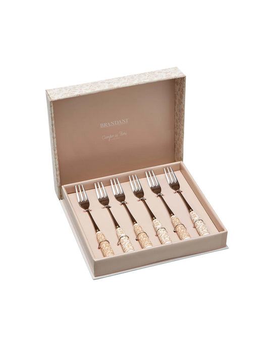 FORCHETTINE  CAMPO DI FIORI  SET DA 6 PZ INOX E CERAMICA 53664