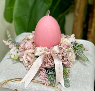 Girocandela Egg con candela in cera lacca Mata Creazione