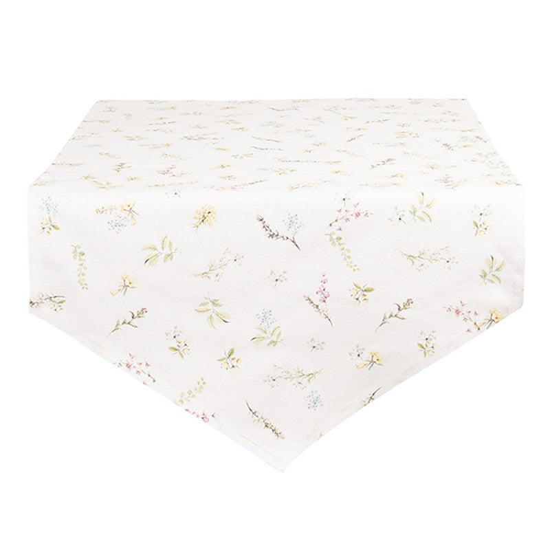 TOVAGLIA DA TAVOLO 50X160 CM BIANCO ROSA COTONE FIORI TOVAGLIA