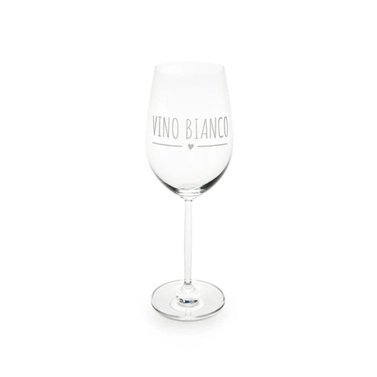 Nuvole di Stoffa Set 2 calici vino in vetro con dedica "Vino Bianco" 597 ml  cod QOO6POOO4V10