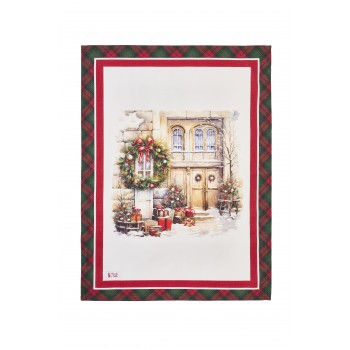 Nuvole di Stoffa - Christmas Is Coming Canovaccio bordo tartan 40x70cm