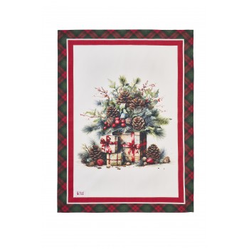 Nuvole di Stoffa - Christmas Is Coming Canovaccio bordo tartan 40x70cm