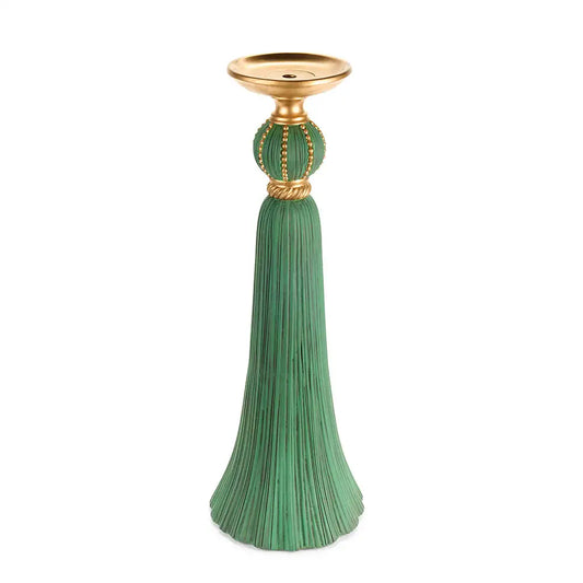PORTA CANDELA VERDE TRECCIA ORO H 80 CM NUVOLE DI STOFFA