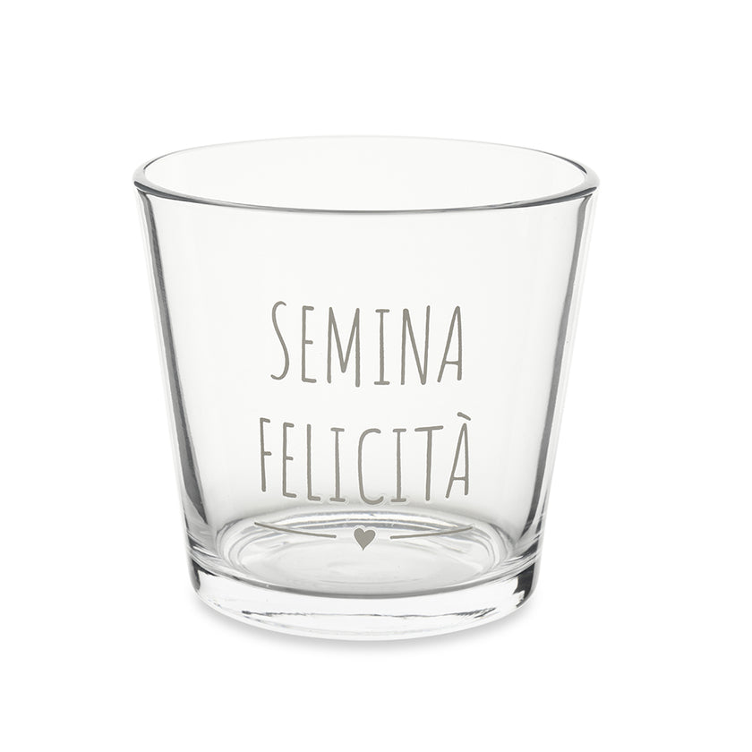 VASO IN VETRO SEMINA FELICITÀ NUVOLE DI STOFFA 13.5X12.5