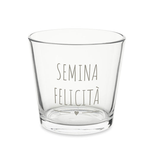 VASO IN VETRO SEMINA FELICITÀ NUVOLE DI STOFFA 13.5X12.5