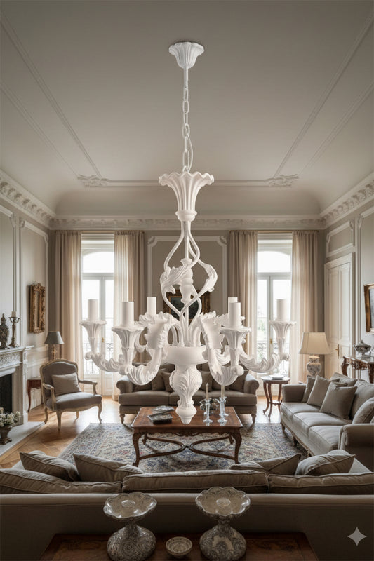 Lampadario in legno artigianale a 5 luci