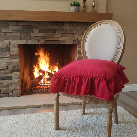 CUSCINO CLODETTE IN VELLUTO ROSSO 45X45 CON GALA 15CM