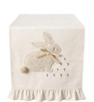 Runner Little JOI con applicazione di un dolcissimo coniglietto misura 170x45 colore panna