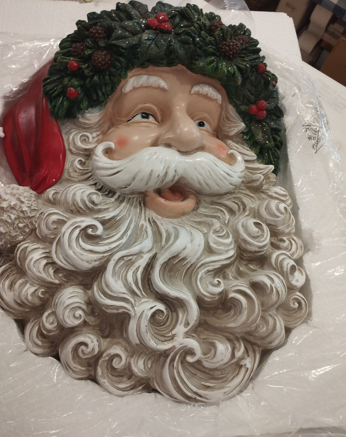 TARGA TESTA BABBO NATALE 35.5X12X45.5CM NUVOLE DI STOFFA