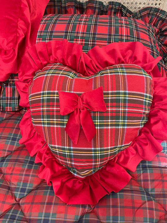 CUSCINO CUORE TARTAN MiSURA 40X40+10 LA BALZA 12€