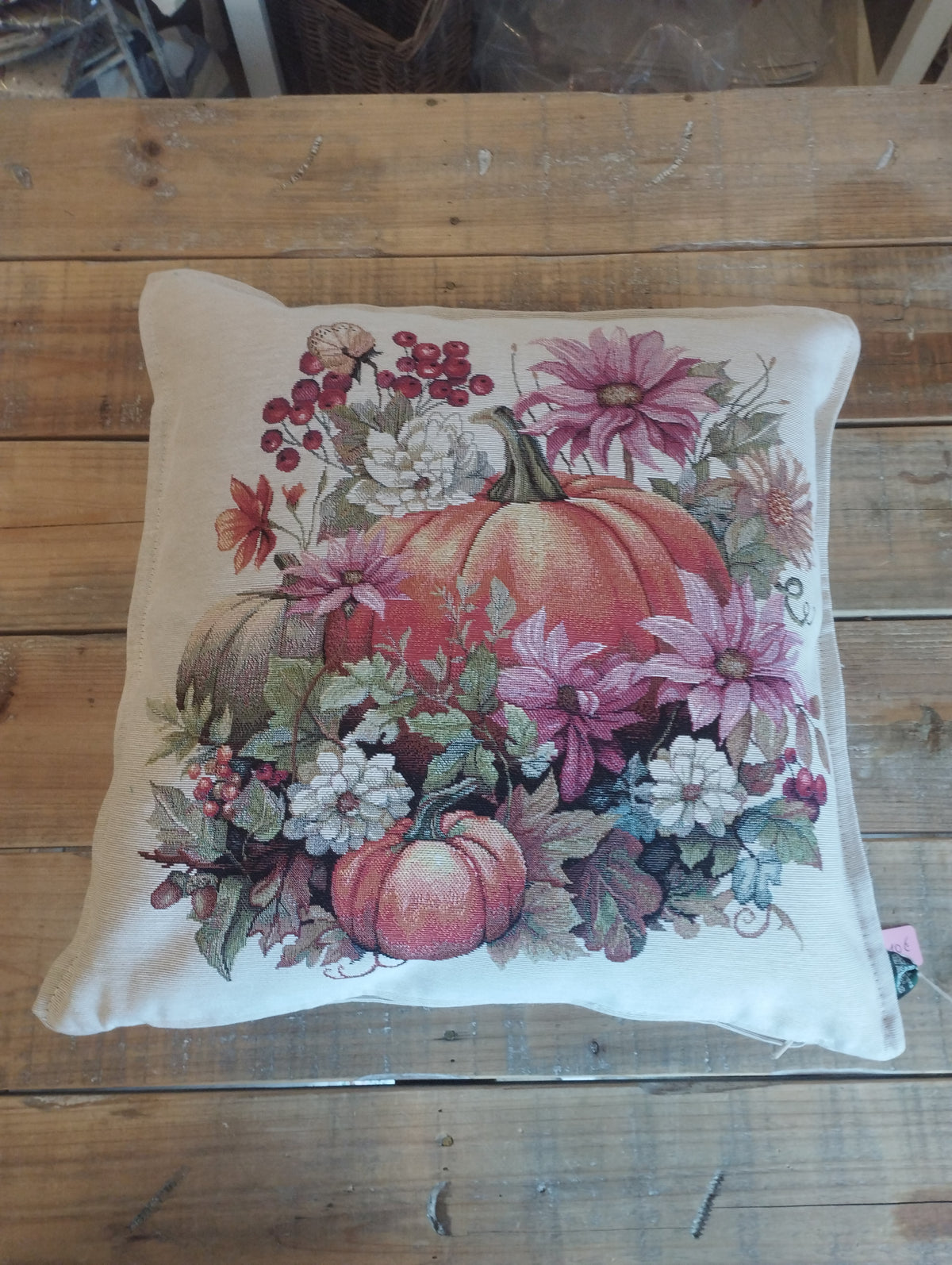 CUSCINO IN GOBELIN DECORO ZUCCA 45X45
