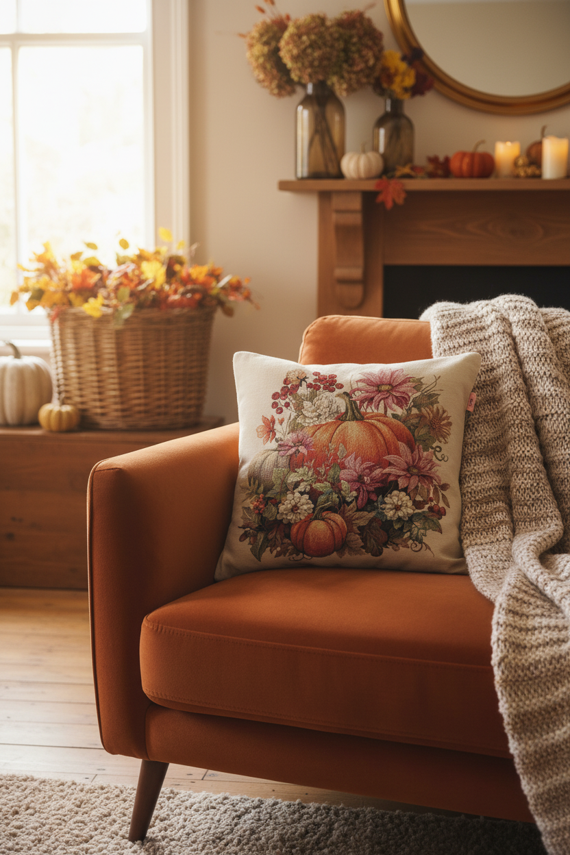 CUSCINO IN GOBELIN DECORO ZUCCA 45X45