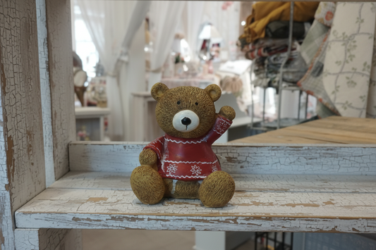 ORSACCHIOTTO BOLTZE 11CM CON ABITINO ROSSO IN RESINA