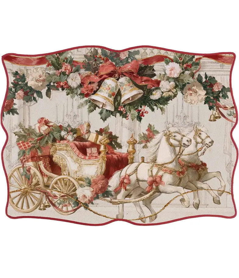 Blanc Mariclò Set 2 tovagliette cerate di natale "Calessi e Calessini" 33x48 colore base avorio