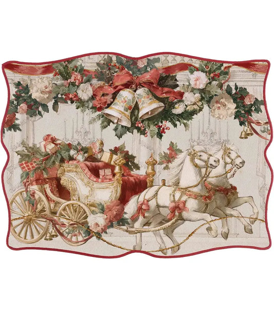 Blanc Mariclò Set 2 tovagliette cerate di natale "Calessi e Calessini" 33x48 colore base avorio