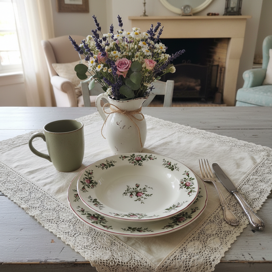 SET PIATTI 6 PZ BLANC MARICLÒ BIANCO CON DECORO A FIORE