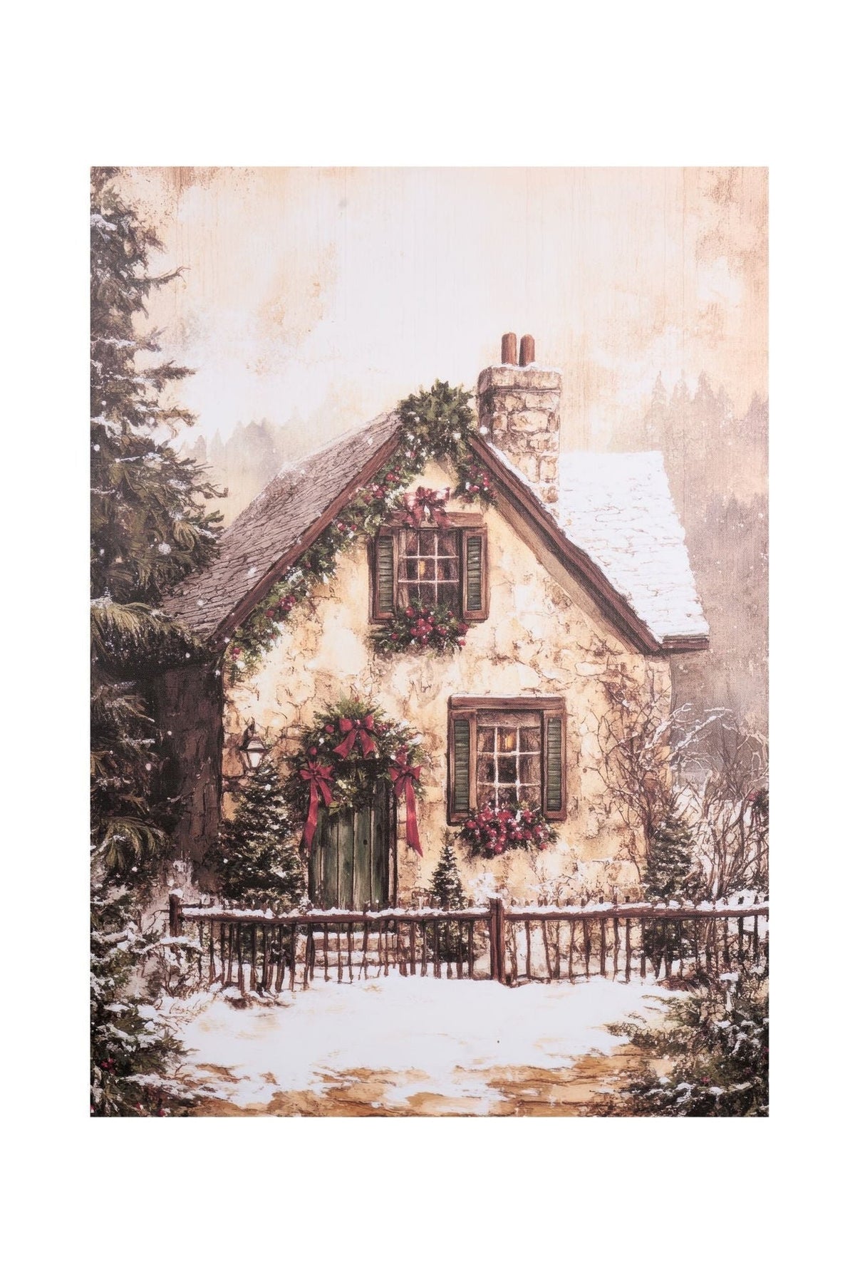 QUADRO CANVAS BAITA INNEVATA NUVOLE DI STOFFA 50x70  VARIANTI 2