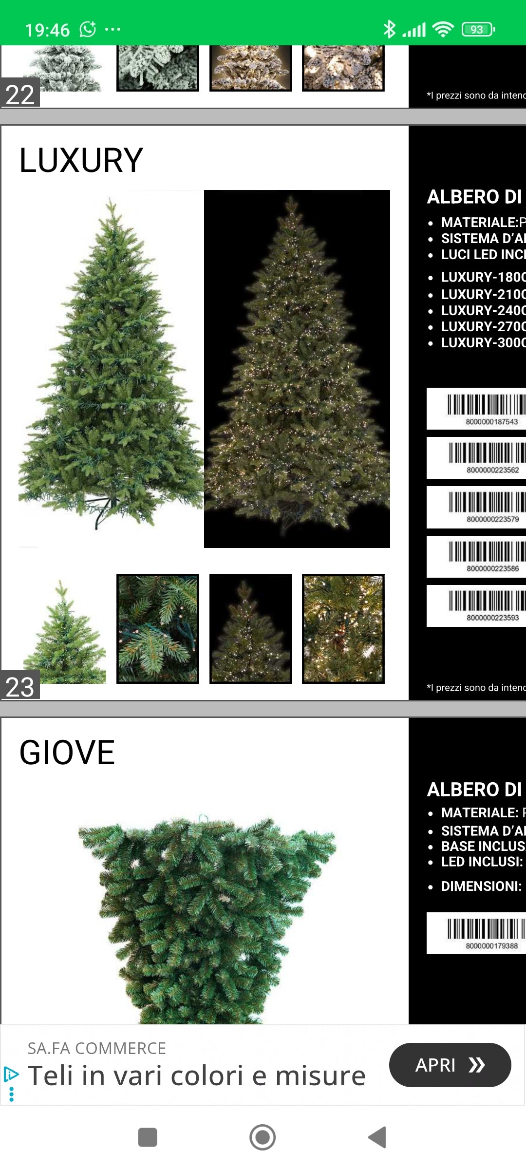 ALBERO DI NATALE VERDE IN PVC LUXURY