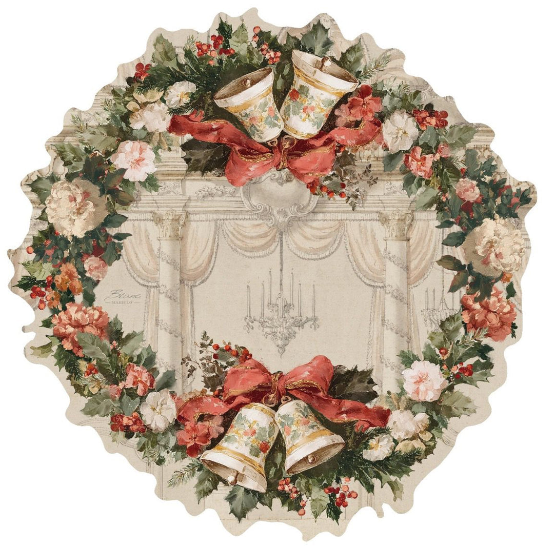Blanc Mariclò Set 2 tovagliette americane tonde di natale "Calessi e Calessini" D37 cm