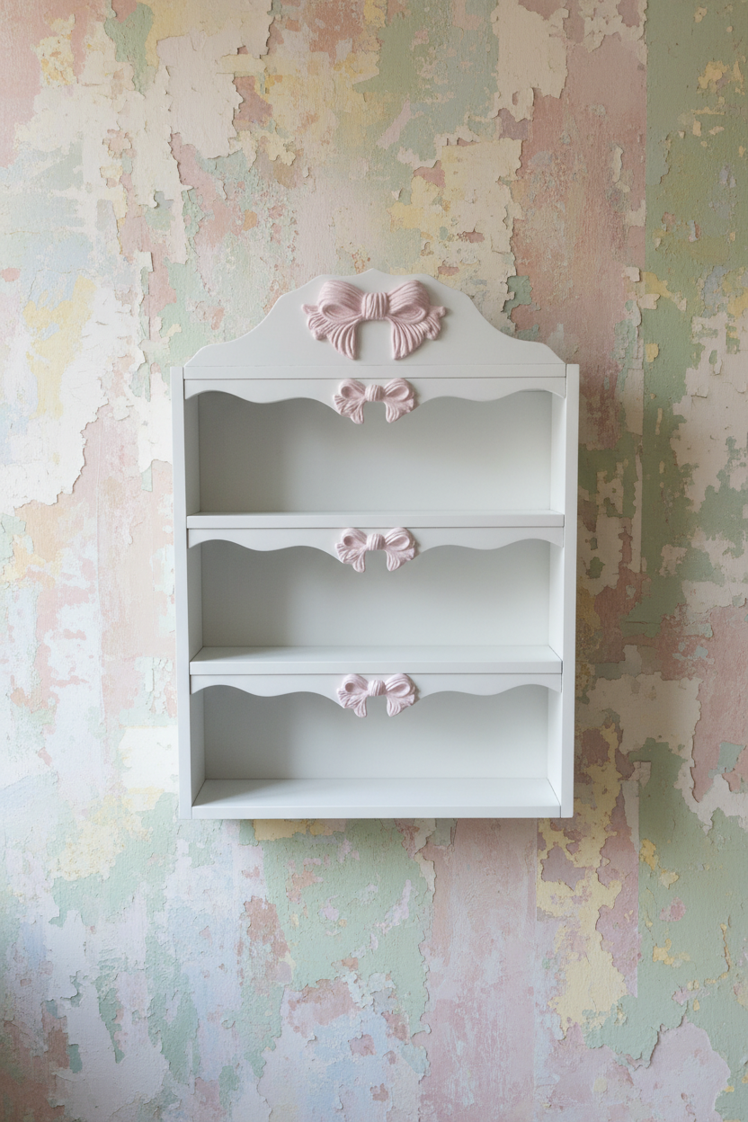 BACHECA BIANCA CON FIOCCHI ROSA 3 RIPIANI 70X60
