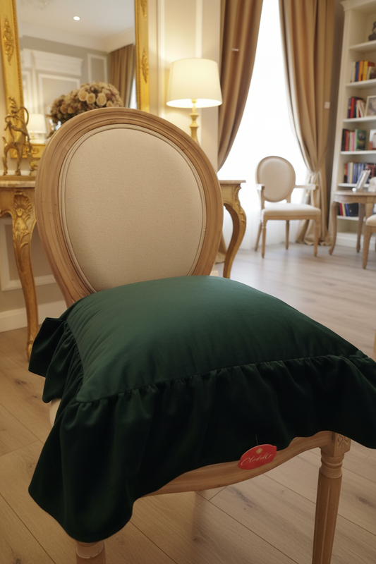 CUSCINO CLODETTE IN VELLUTO 45X45 CON GALA CM 15 VERDE