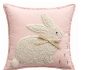 Cuscino LITTLE JOI CON APPLICAZIONE DI UN DOLCISSIMO CONIGLIETTO MISURA 45X45 COLORE ROSA