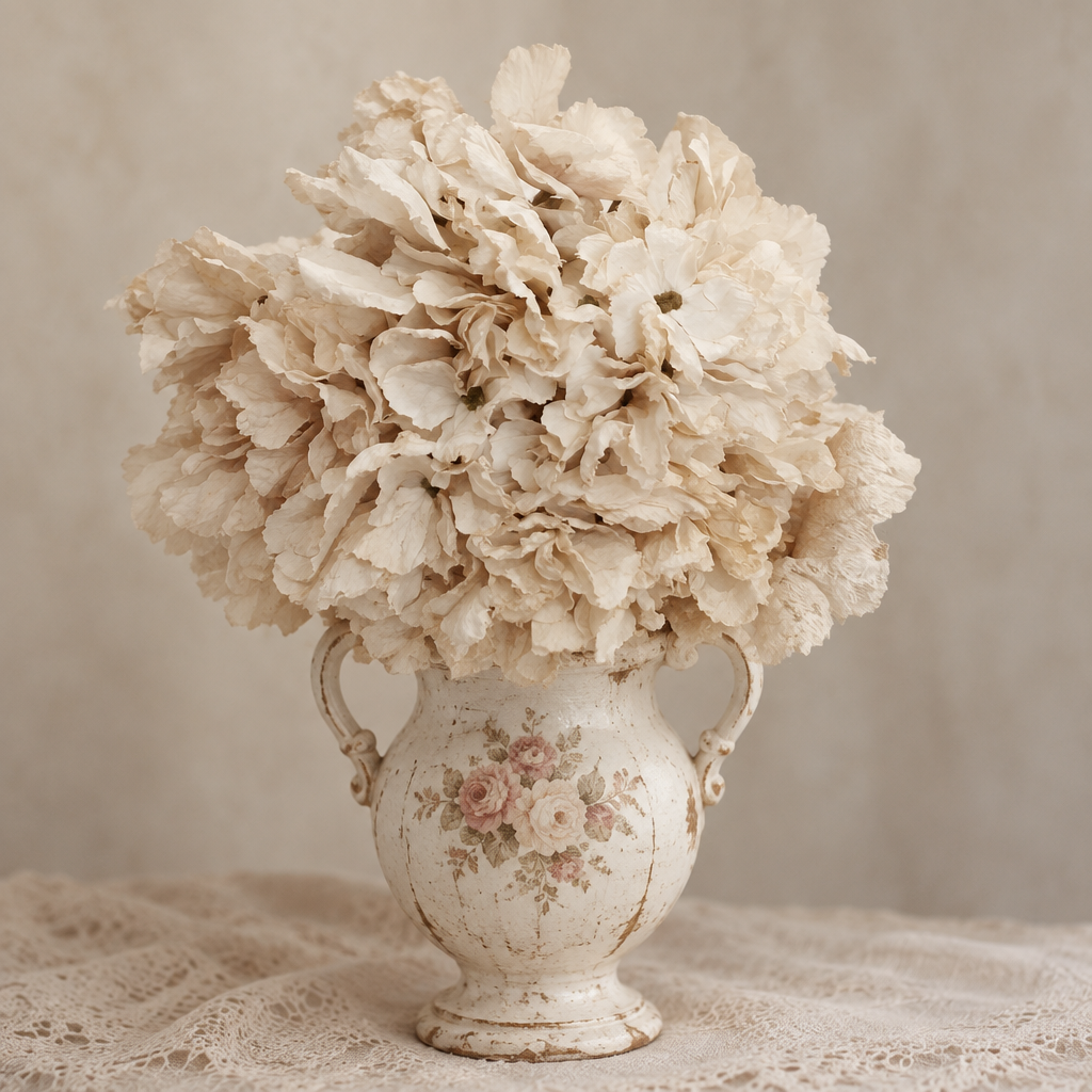 ORTENSIA DECORO FLOREALE BIANCA  BLANC MARICLÒ 120CM