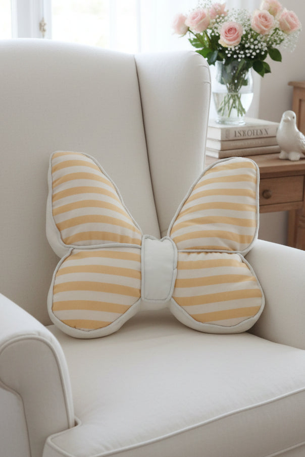 Cuscino farfalla encanto a righe ocra clodette