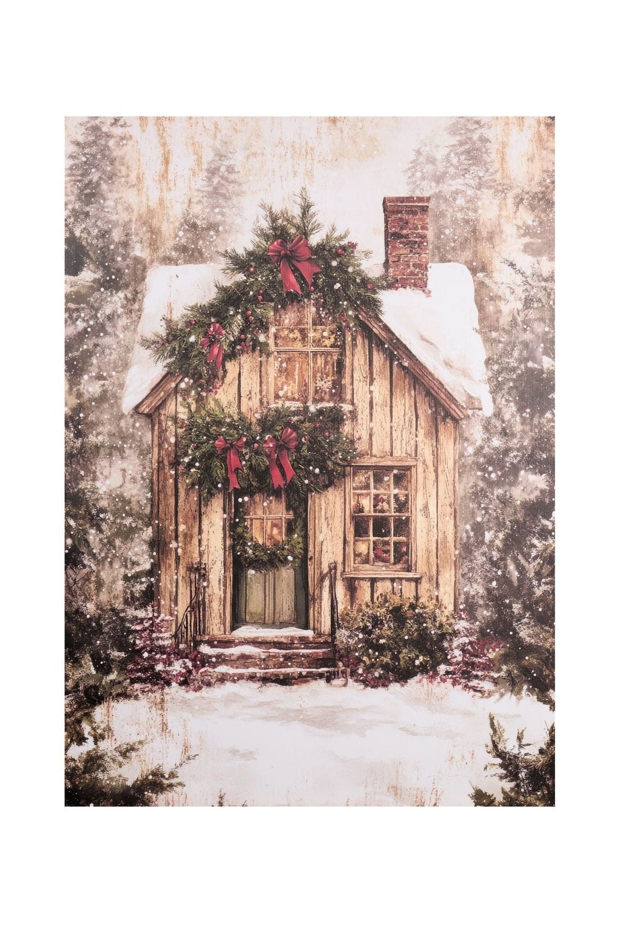 QUADRO CANVAS BAITA INNEVATA NUVOLE DI STOFFA 50x70  VARIANTI 2