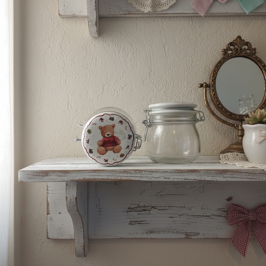 COPPIA 2 BARATTOLI CON CHIUSURA ERMETICA E TAPPO DI CERAMICA DECORATO CON ORSO NATALIZIO