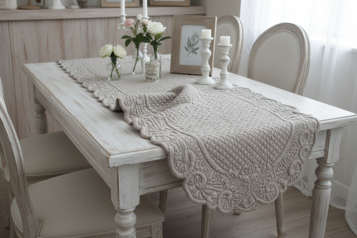RUNNER CENTROTAVOLA BLANC MARICLO COLORE TORTORA   45X 100 cotone 100%