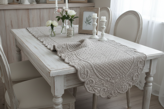 RUNNER CENTROTAVOLA BLANC MARICLO COLORE TORTORA   45X 100 cotone 100%