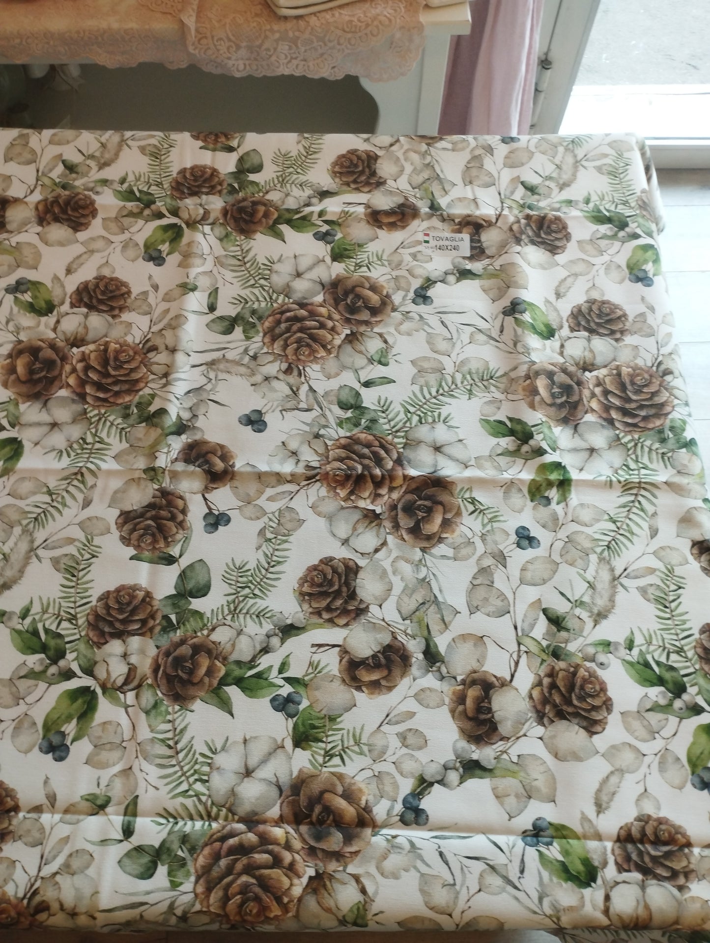 TOVAGLIA 100% COTONE DECORO PIGNE 140X240