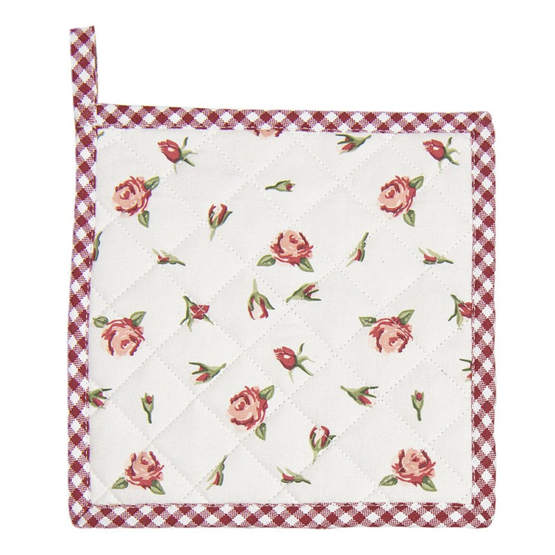 PRESINA 20X20 CM ROSSO BIANCO COTONE ROSE QUADRATO PRESINA CON COLINO