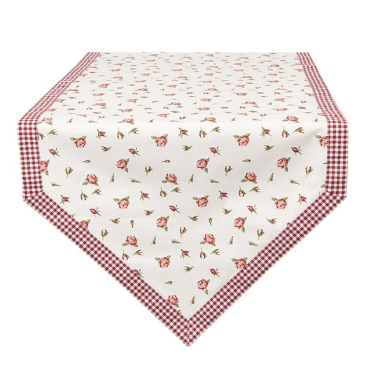 TOVAGLIA DA TAVOLO 50X160 CM ROSSO BIANCO COTONE ROSE TOVAGLIA