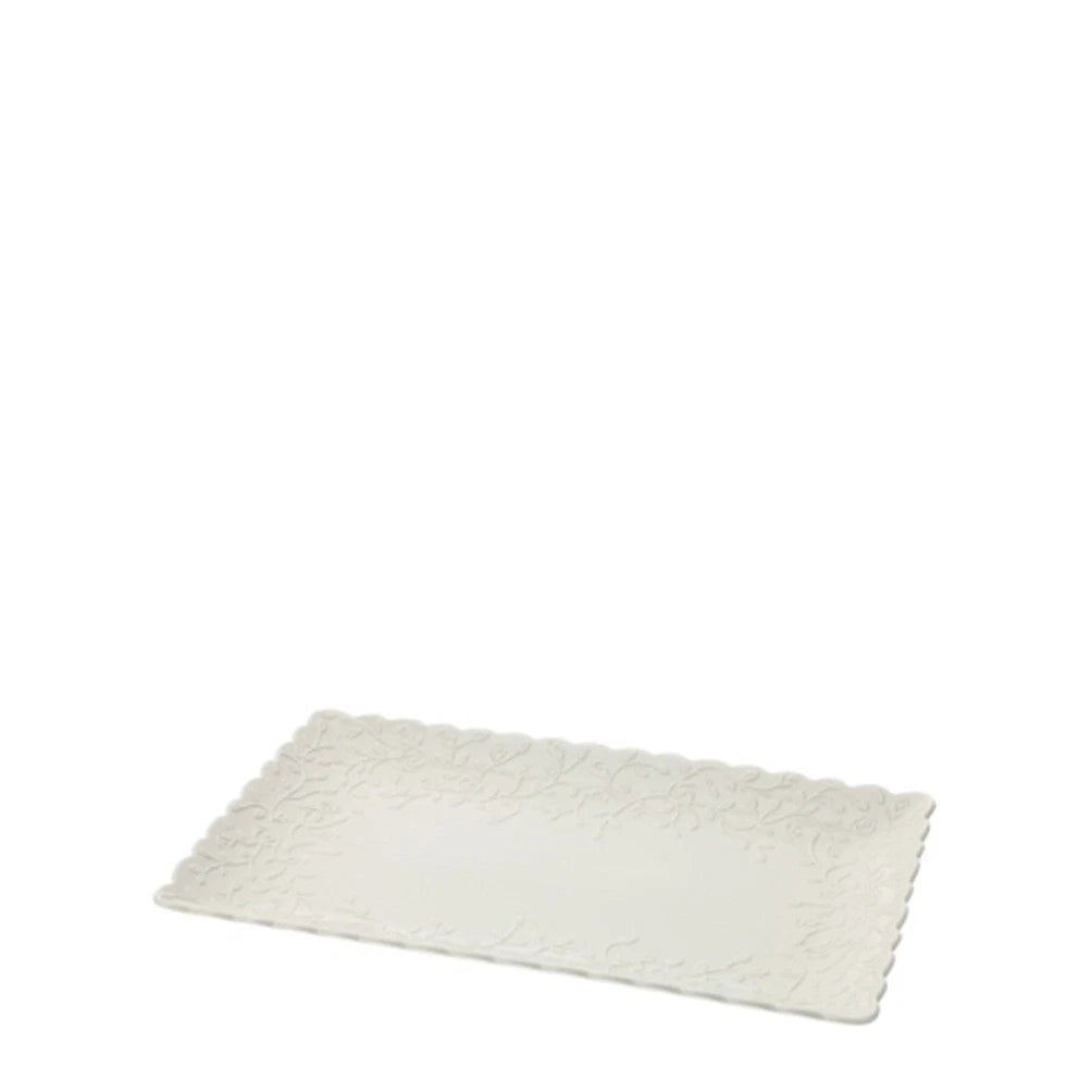 Hervit art. 30189 vassoio rettangolare porcellana Romance 25x15cm bianco