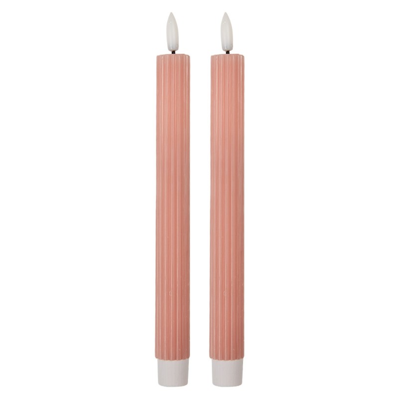 Set di 2 candele da cena a LED Ø 2x25 cm Rosa Cera  6CA0002P EAN 8720898136668