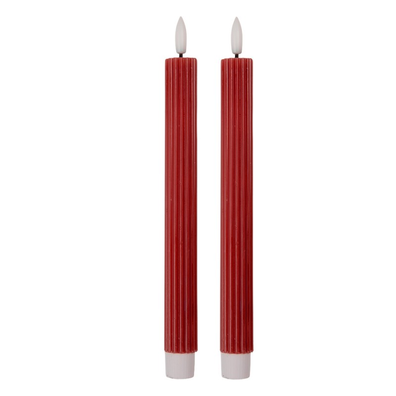 Set di 2 candele da cena a LED Ø 2x25 cm Rosso Cera 6CA0002R EAN 8720898136675
