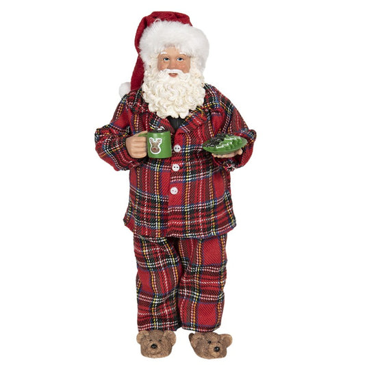 Statuetta Babbo Natale 28 cm Rosso Verde Tessuto Statuetta Riferimento 64650 EAN 8717459750678