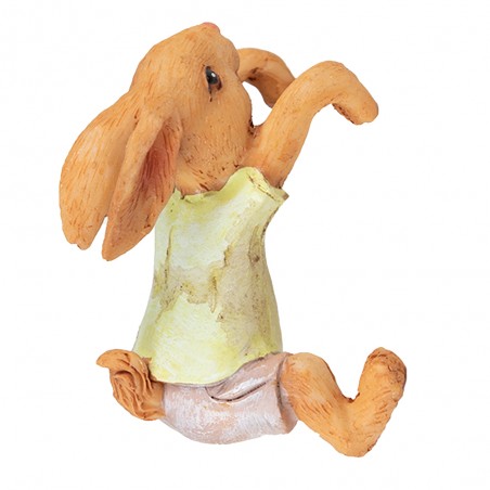Statuetta Coniglio 5x5x9 cm Marrone Giallo Poliresina