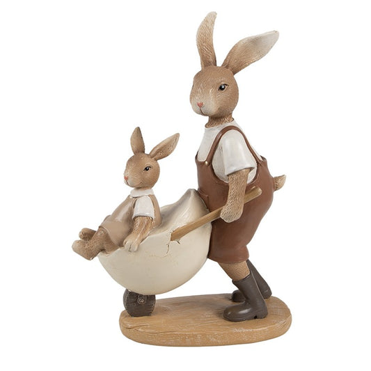 Statuetta decorativa Conigli 15x7x21 cm Marrone Beige