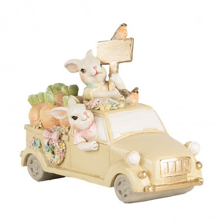 Statuetta decorativa Conigli 16x8x12 cm Bianco Beige