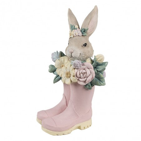 Statuetta decorativa Coniglio 13x13x23 cm Beige Rosa