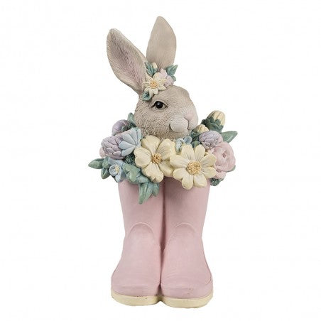 Statuetta decorativa Coniglio 13x13x23 cm Beige Rosa