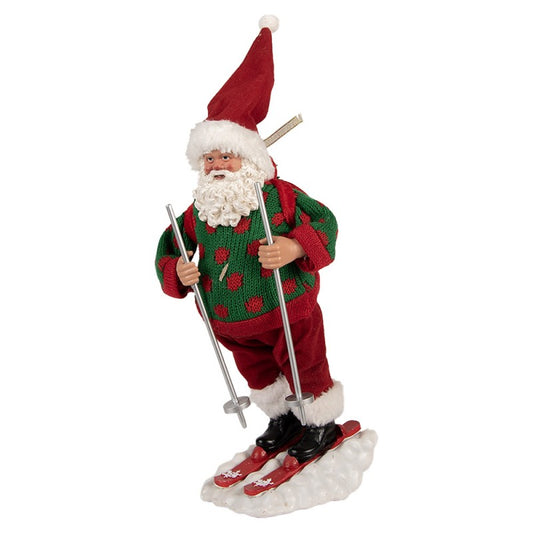Statuetta decorativa di Natale Babbo Natale 13x10x28 cm Rosso Tessuto 66235  8720898123378