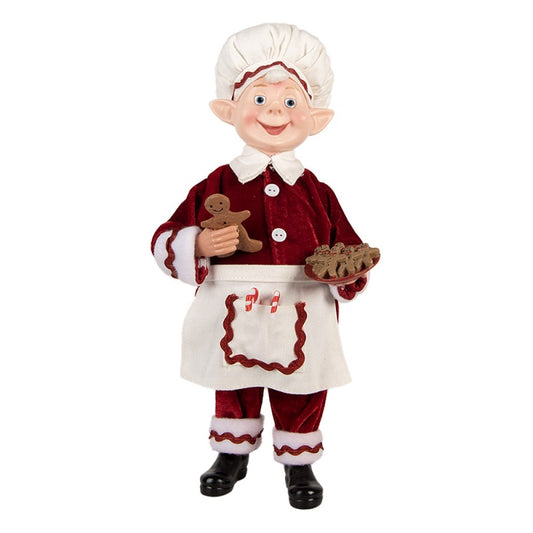 Statuetta decorativa di Natale Elfo 15x10x28 cm Rosso Tessuto 66236  8720898123385